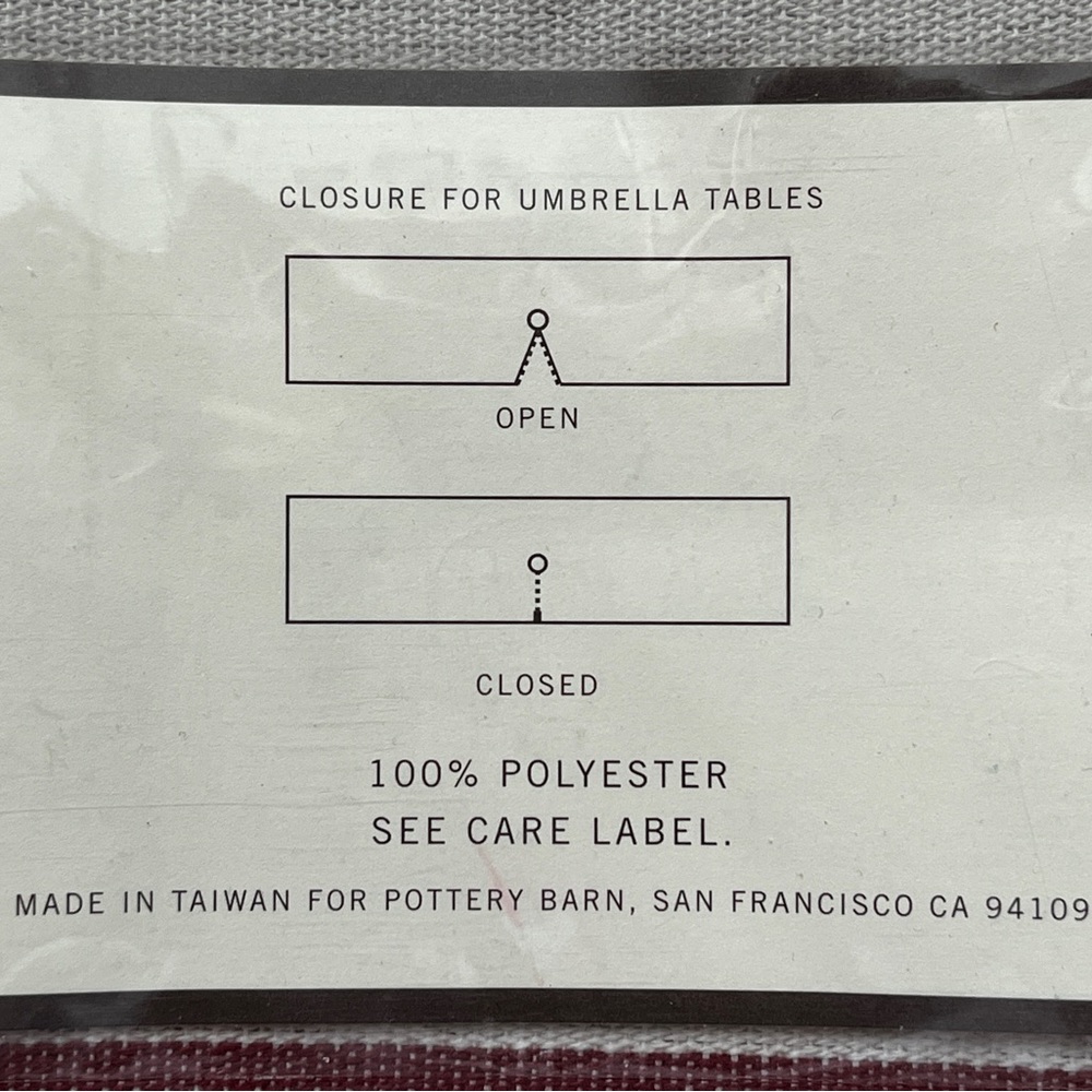 BRAND NEW Pottery Barn Awning Stripe Umbrella Tablecloth - Red/burgundy & Tan - Picture 4 of 4
